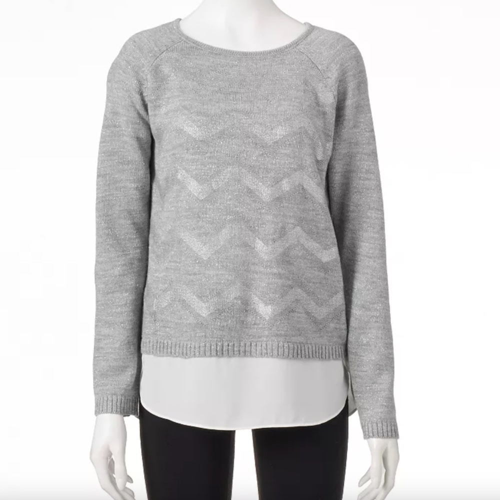 AB Studio Gray Glitter Sweater - Size Small - Picture 9 of 9